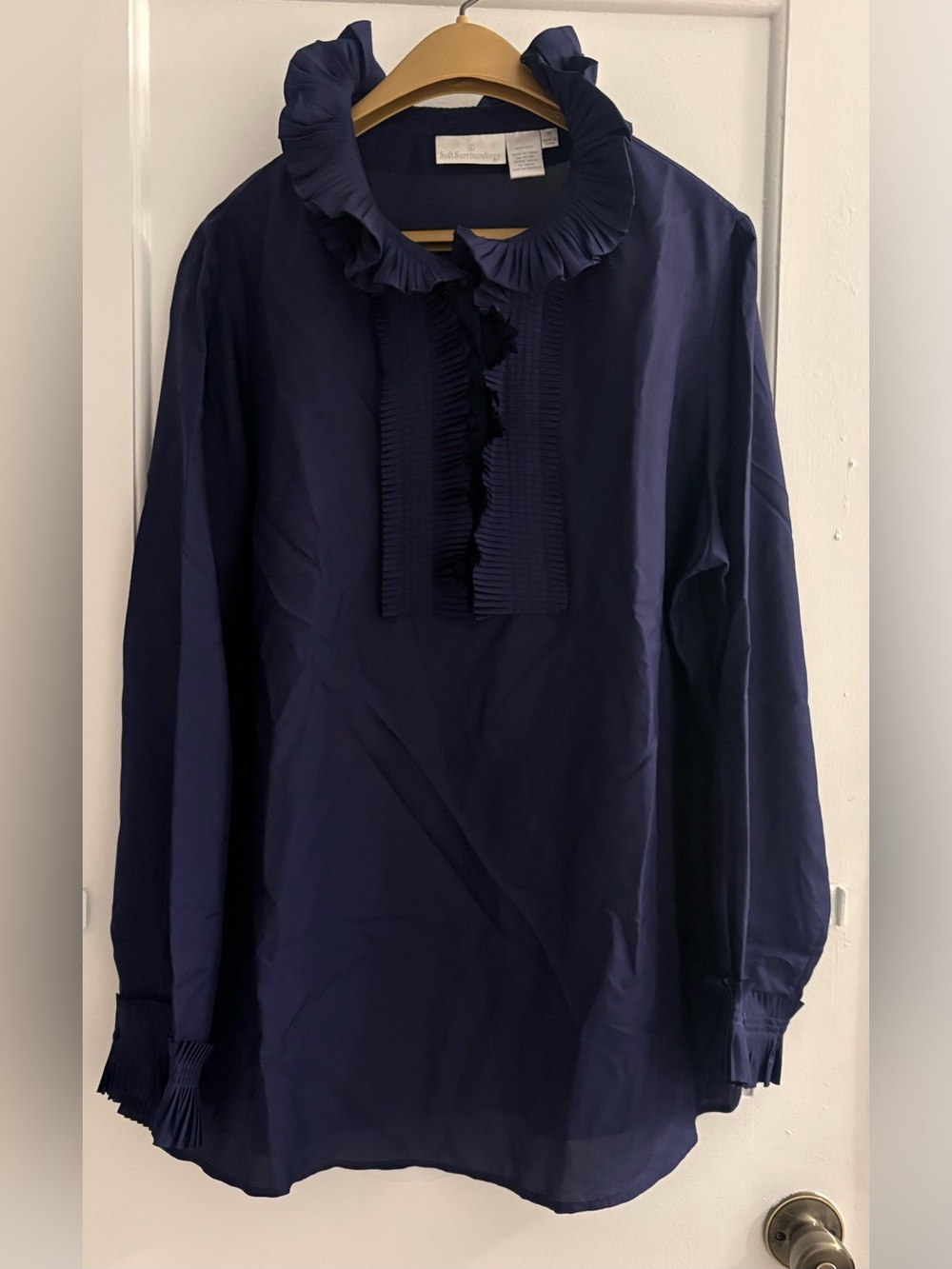 Soft Surroundings 100% Silk Ruffle Blouse Size 1X